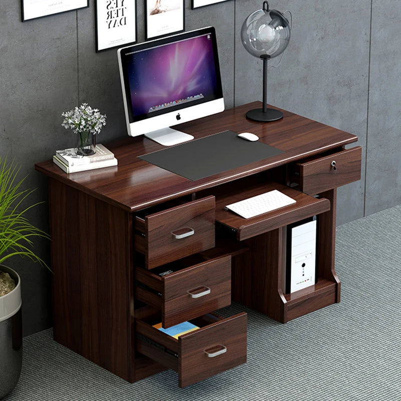 bois massif moderne marron foncé table travail informatique épuré intérieur maison