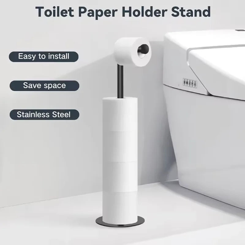 porte rouleau papier toilette pied argenté moderne minimaliste stable autoportant base large
