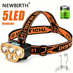 lampe frontale rechargeable led orange bande ajustable mode emergency camping