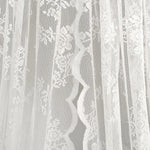 rideau voilage dentelle florale romantique noir blanc motifs végétaux translucide bohème tringle métalliques