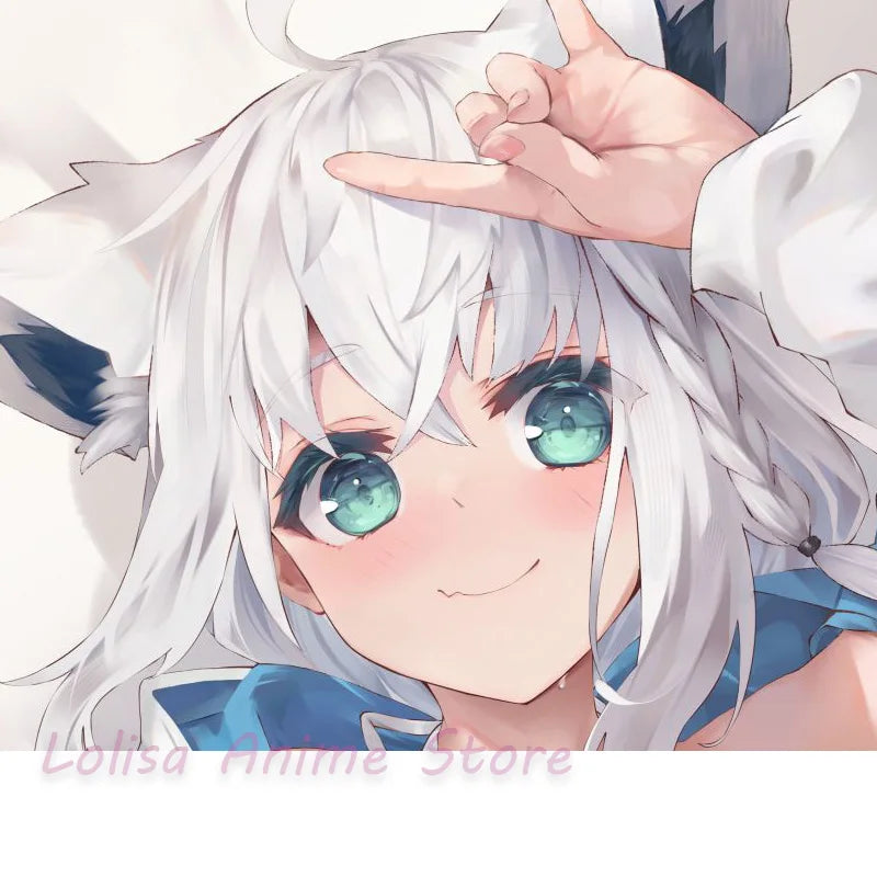 accessoire cheveux anime blanc bleu cheveux longs oreilles chat clips ondulés double face polyester