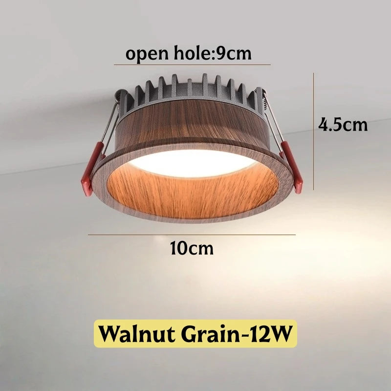 Spot LED grain bois vintage 7W 12W moderne rétro clips aluminium
