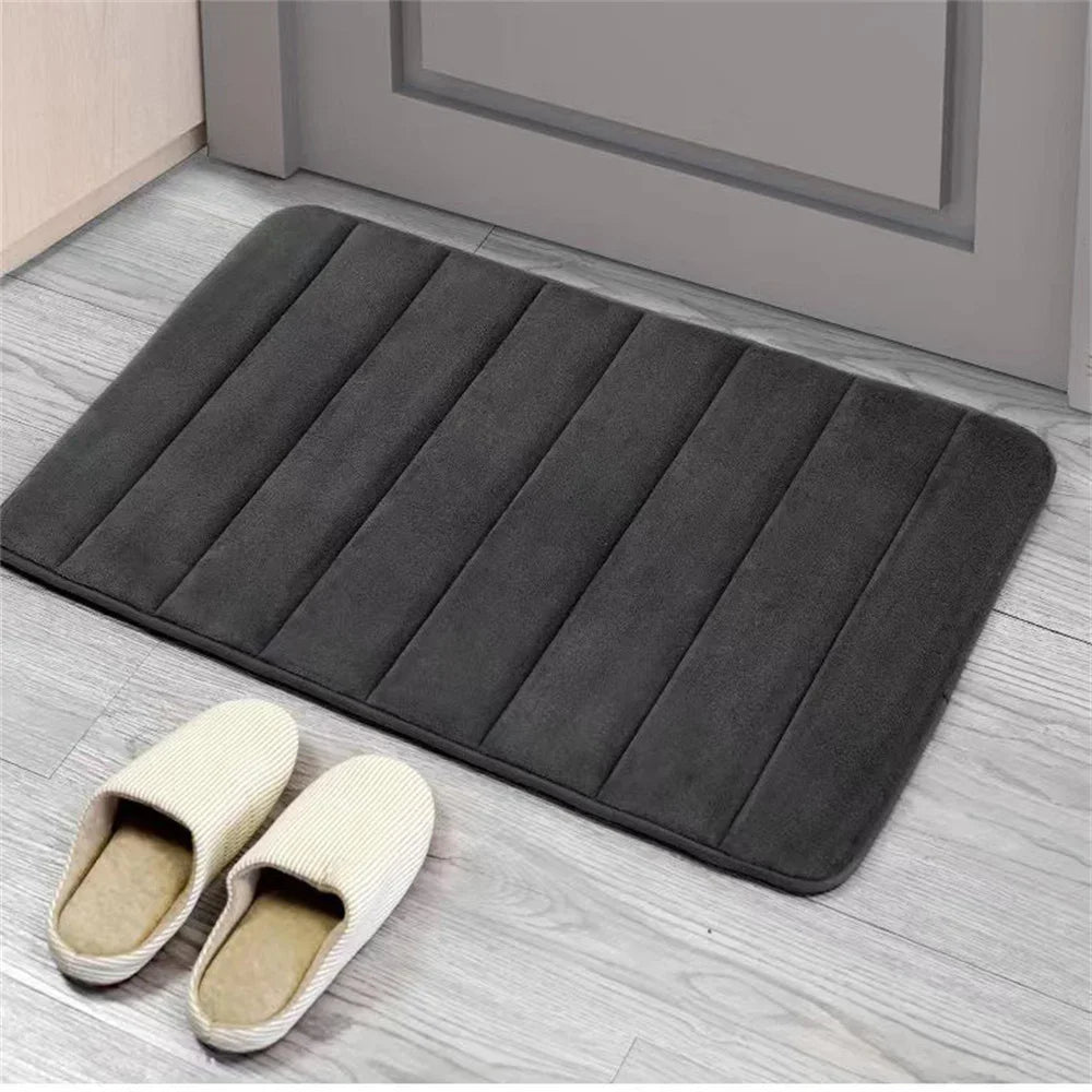 tapis bain texturé moderne bleu foncé beige gris marron doux minimaliste respectueux environnement