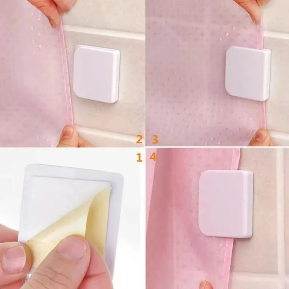 clips adhésifs rideau douche blanc moderne 5cm 45cm coupe eau fixe
