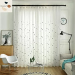 rideau moderne blanc étoiles noires motif tissu léger salon chambre fenêtre maison