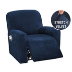 couvre siege fauteuil inclinable velours stretch gris bleu beige moderne élastiques accueil sofa cover