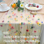 nappe table brodée fleurs multicolores transparente champêtre romantique décoration anniversaire mariage