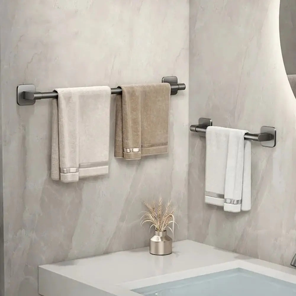 porte serviettes mural adhésif gris lisse durable salle bains 30cm 40cm 50cm moderne