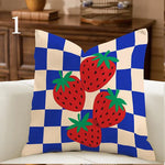 coussin carré moderne polyester imprimé rayures léopard ammonite bleu rouge vert blanc diagonal horizontal
