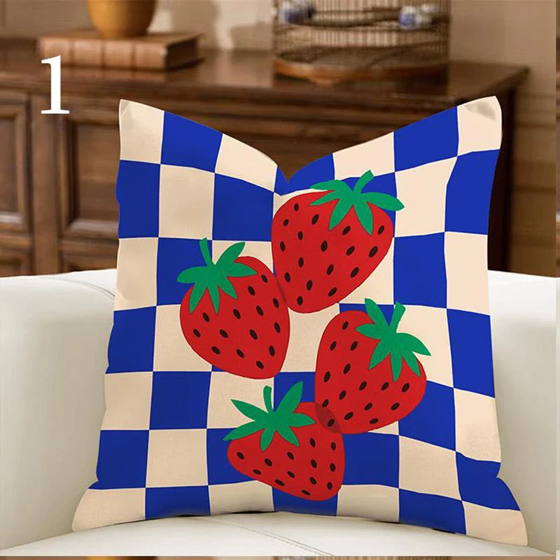 coussin carré moderne polyester imprimé rayures léopard ammonite bleu rouge vert blanc diagonal horizontal