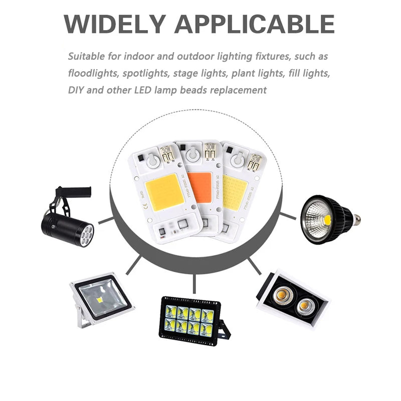 ampoule led cob 20w 30w 50w blanc jaune 3000k 6500k clips moderne technologique