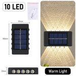 lampe murale solaire 10 led moderne panneau solaire extérieur jardin noir bleu minimaliste