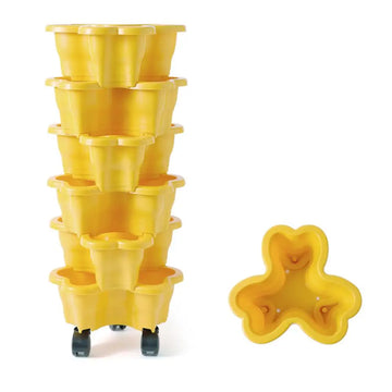 pots fleurs verticaux bleu vert jaune rose gris modernes pratiques roulettes niveaux