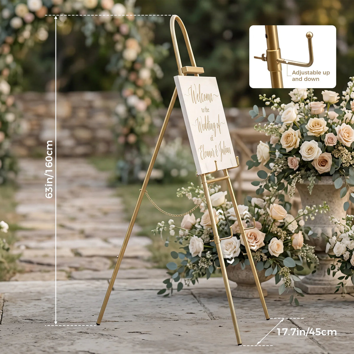 présentoir or métallique réglable élégant moderne panneaux motifs floraux transparent opaque événementsDecoration Mariage Anniversaire