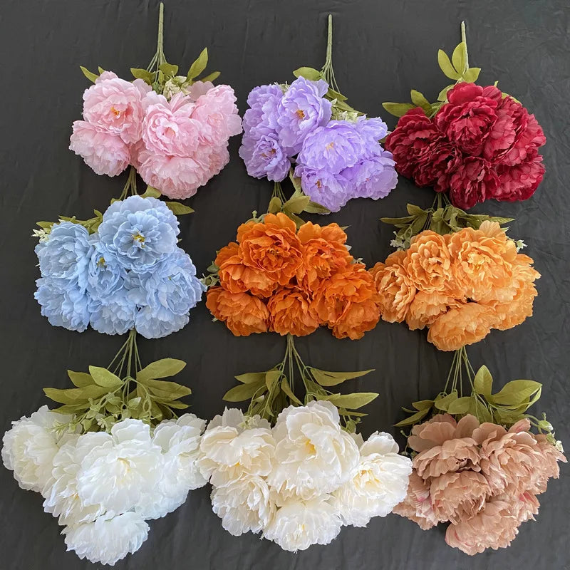 bouquet fleurs artificielles pivoines roses vintage décoration mariage anniversaire intérieur