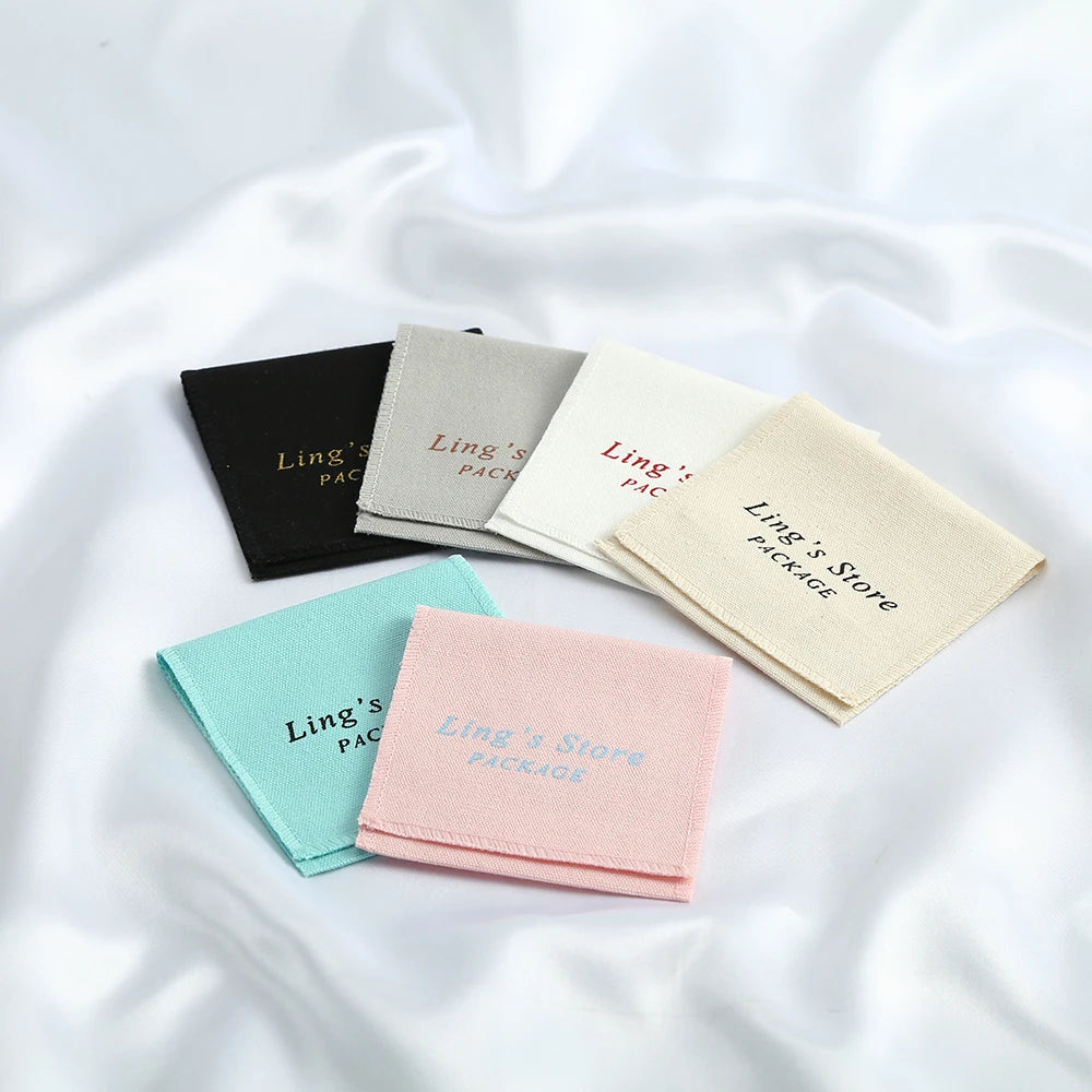 étiquettes produit toile lin noir rose gris beige bleu classique 8x8cm personnalisables logo imprimé