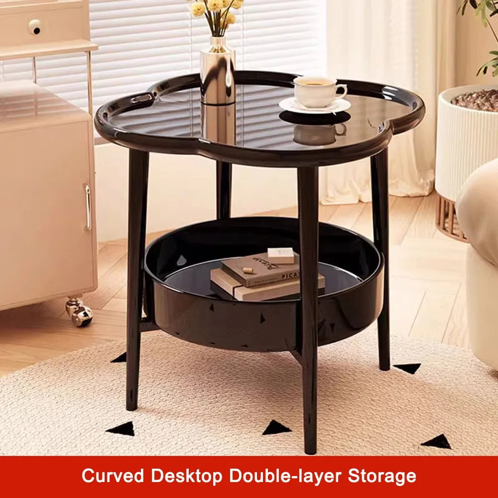 table d'appoint moderne petite table basse double couche plastique blanc vert noir minimaliste