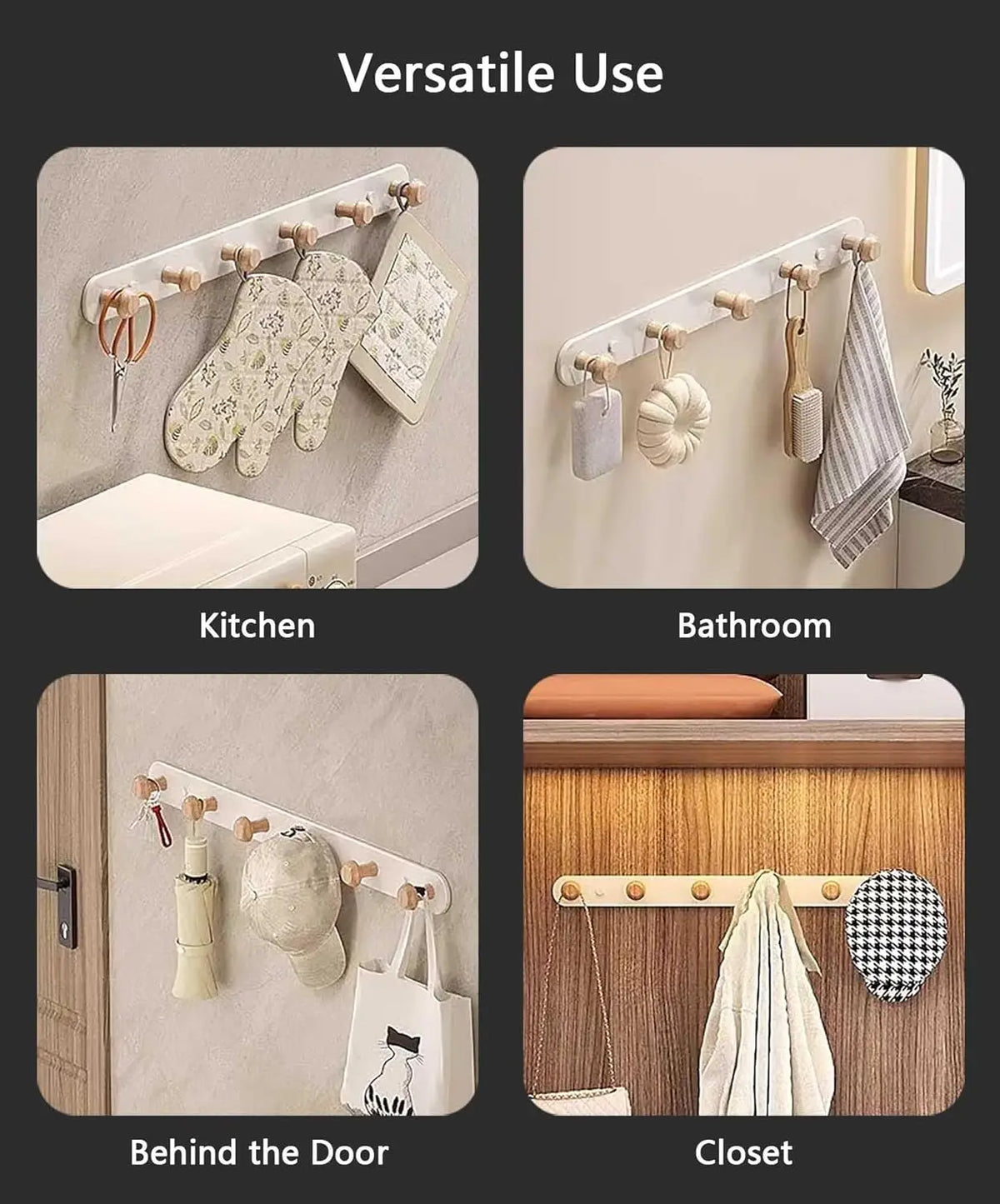 porte serviettes mural moderne bois blanc fixations serviettes gant cuisine sac rangement
