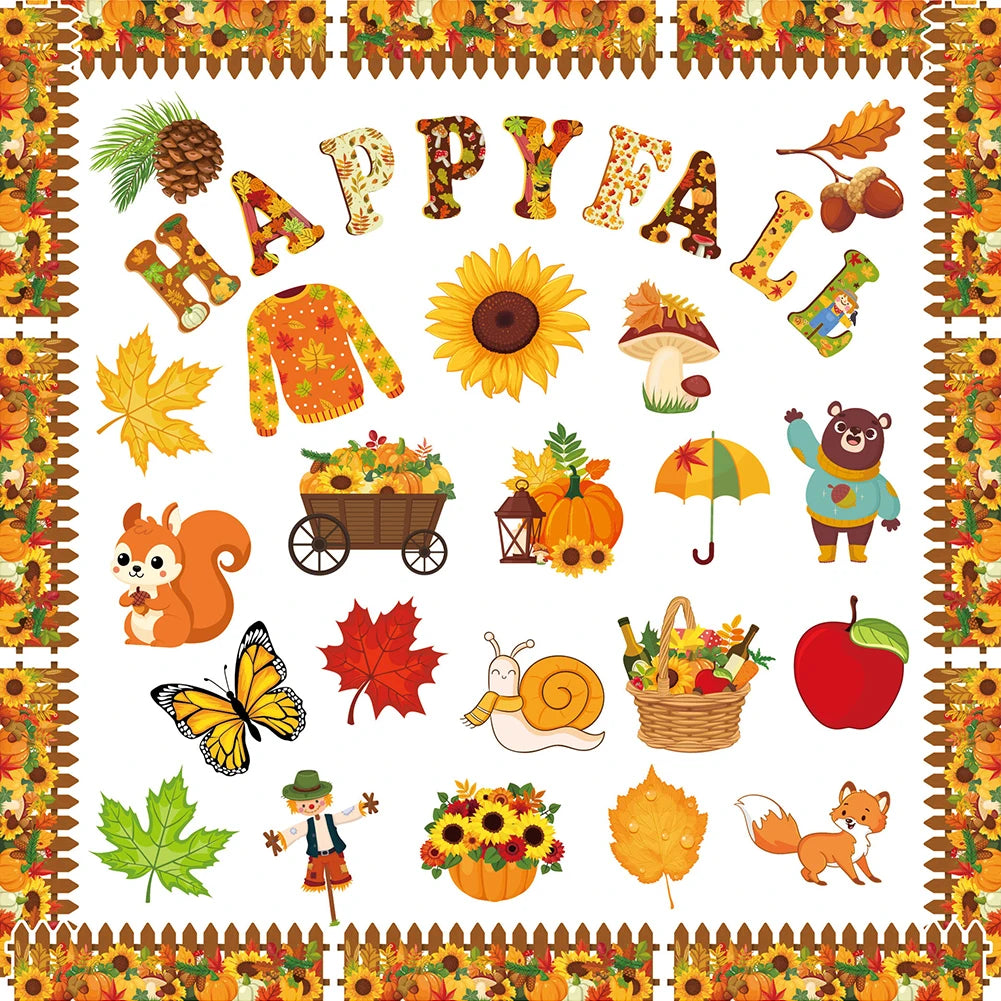 autocollants muraux automne feuilles fleurs animaux opaques adhésifs illustratifs pastorales