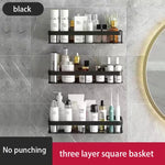 étagères salle bain noires modernes fixées mur alliage d'aluminium visibles