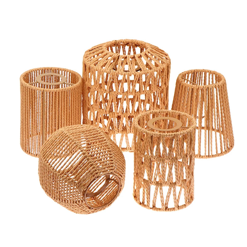 cache lampe boho tressé naturel salon chambre opaque artisanal rustique suspension