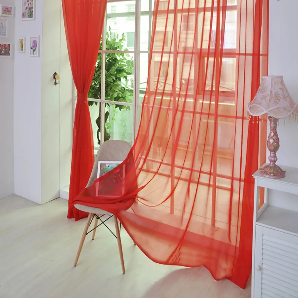 rideaux voile transparents décoratifs noir bleu rose rouge maison bord étroit