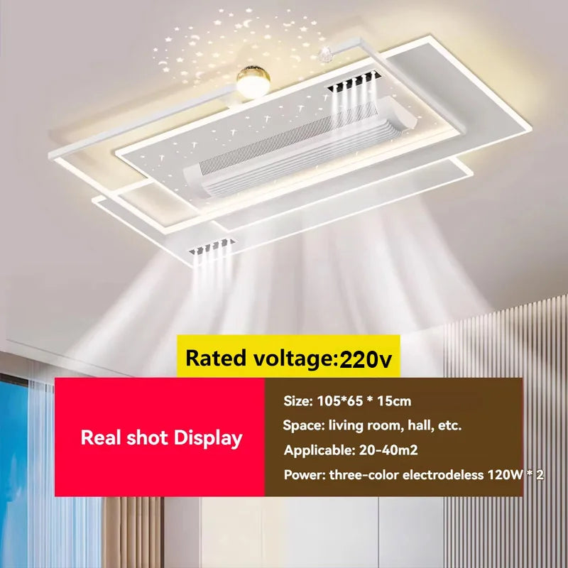 ventilateur moderne led noir blanc doré lumineux salon chambre étude entrée