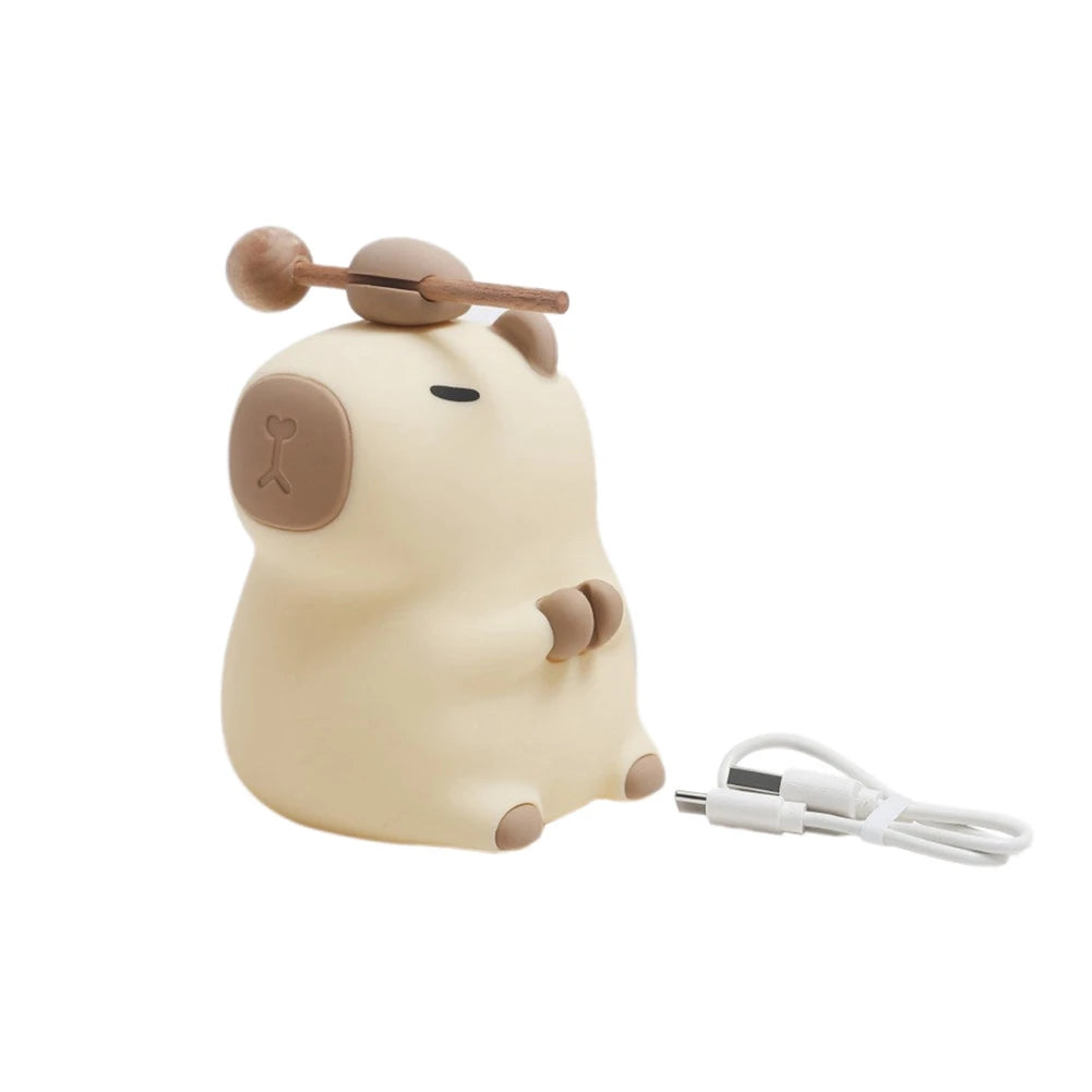 lampe nuit capybara forme animale mignonne beige marron enfants cartoon
