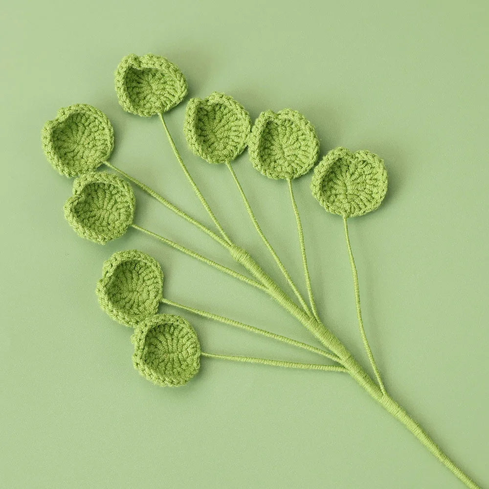 bouquet artificiel crocheté vert rose jaune créatif intérieur décoration maison anniversaire mariage