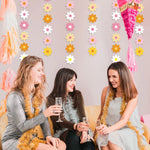 guirlande fleurs blanc rose jaune orange mariage anniversaire décoration festive papier simple opalescent