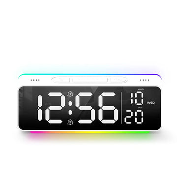 horloge numérique moderne affichage led date heure veilleuse lumineuse noir rectangulaire ambiance chambre
