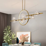 suspension lumineuse moderne or boules verre transparentes têtes G9 led chambre cuisine