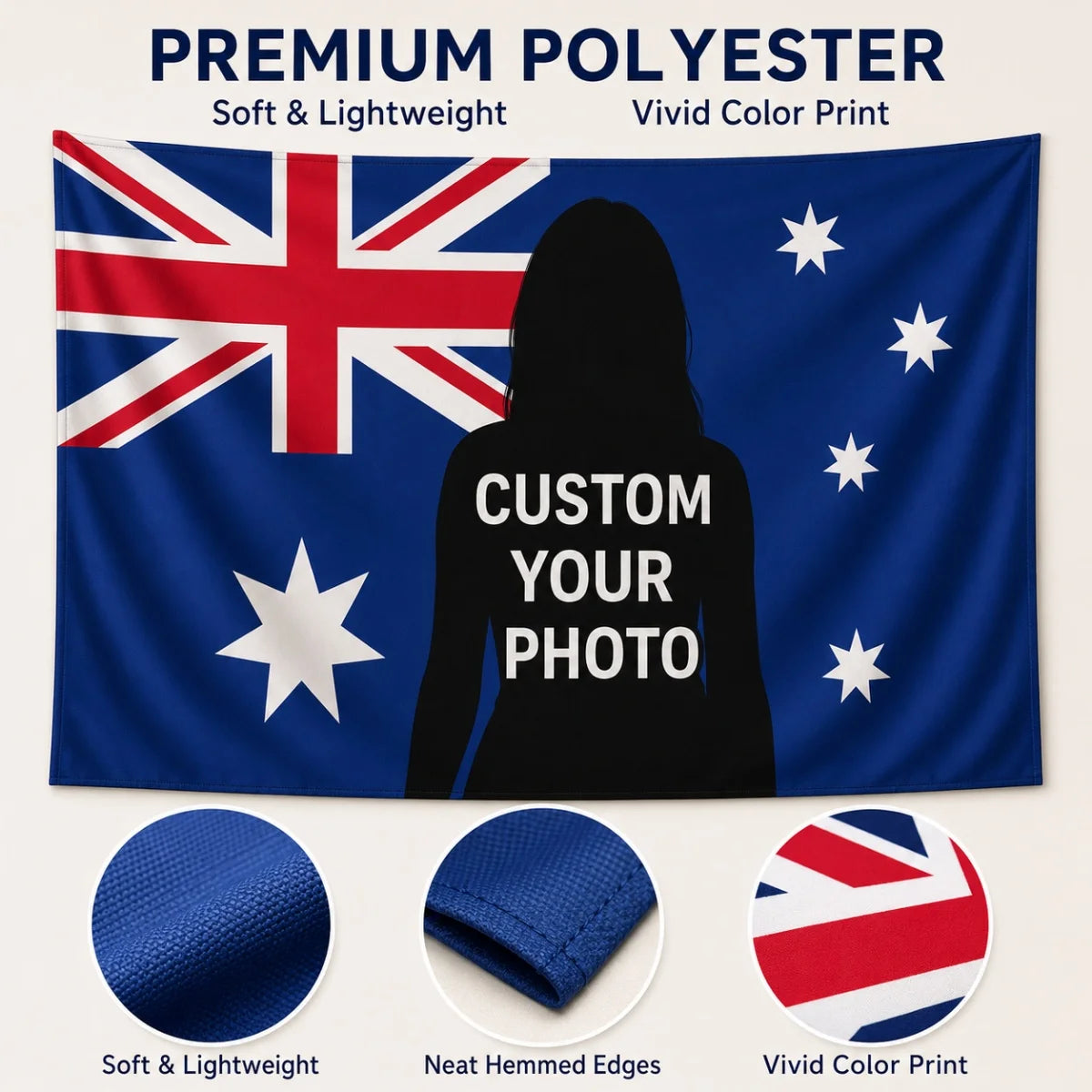 tapisserie moderne drapeau australien bleu rouge blanc étoiles personnalisée polyester rectangle durable haute qualité