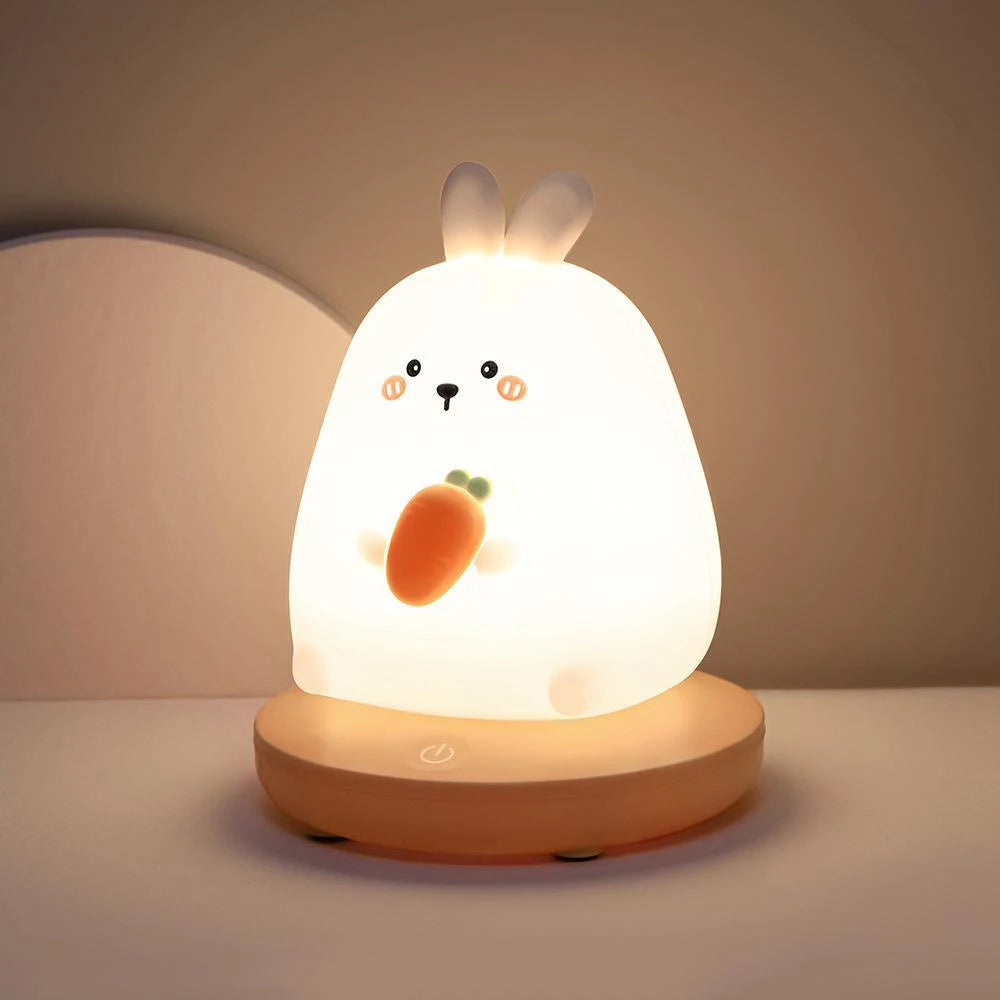 veilleuse animale rechargeable usb interrupteur tactile moderne nuit chambre blanc rose.orange.vert