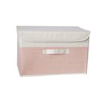 boîte rangement pliable tissu lin gris beige couvercle poignées vêtements