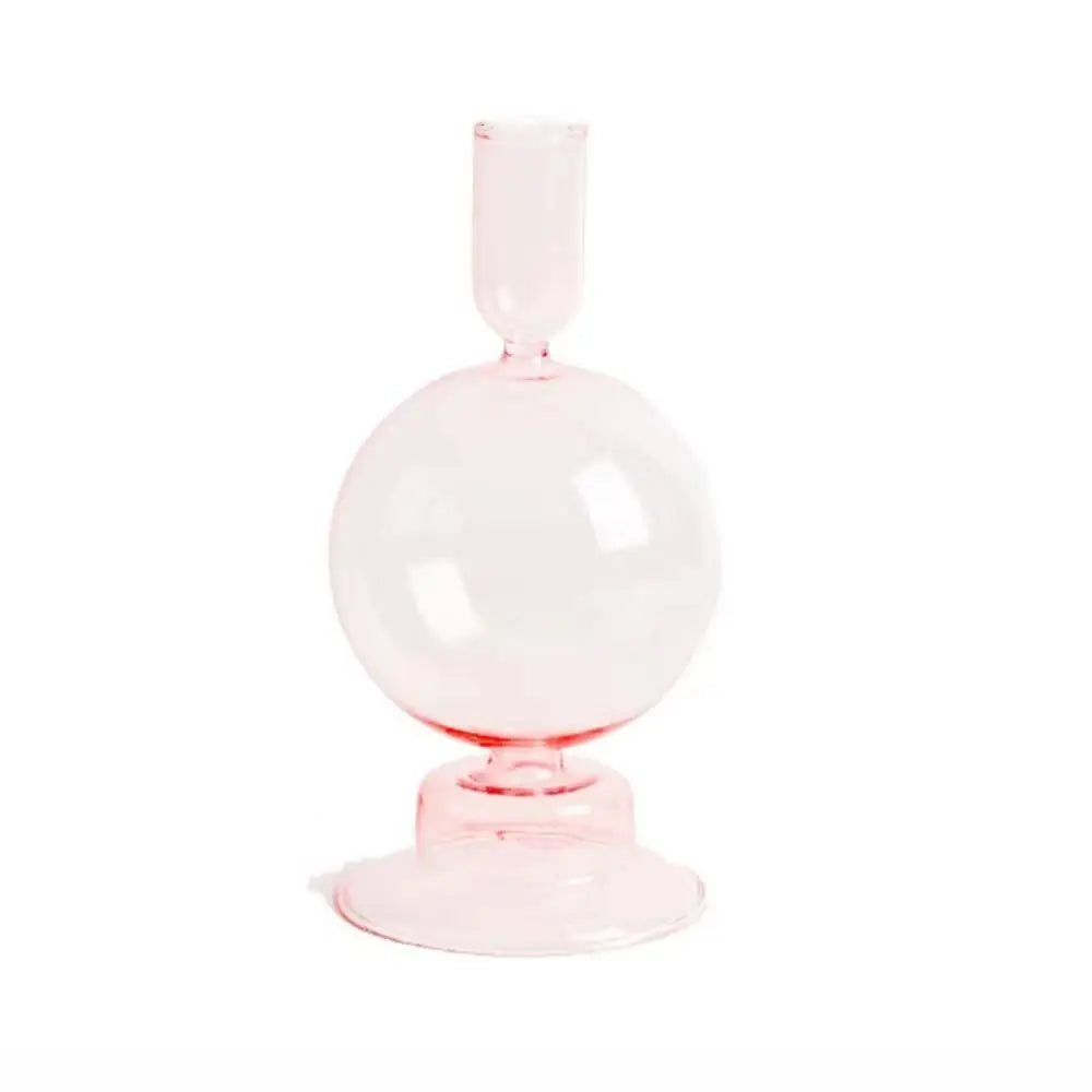 supports bougies rose transparent moderne minimaliste sans motif décoration intérieure chandelles mariage tables