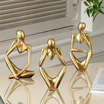 statuettes decoratives abstraites modernes or resine lisses minimaliste ornement maison