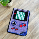 tapis géométrique rétro console jeux violet noir blanc vert rouge bleu imperméable antidérapantversibleextérieur