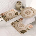 tapis toilette beige vert rose fleurs cactus motifs géométriques moderne antidérapant absorbant