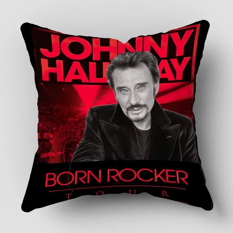 taie d'oreiller johnny hallyday personnalisable couleurs noir bleu vert blanc violet motifs couleurs noirs