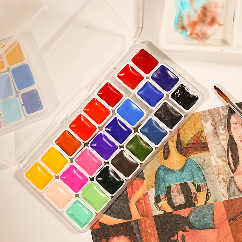 Palette peinture l'aquarelle multicolore calligraphie création artistique nail art bricolage pinceau professionnel enfants adultes