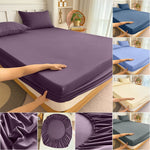 housse lit extensible élastique polyester violet bleu marine gris moderne minimaliste taie oreiller