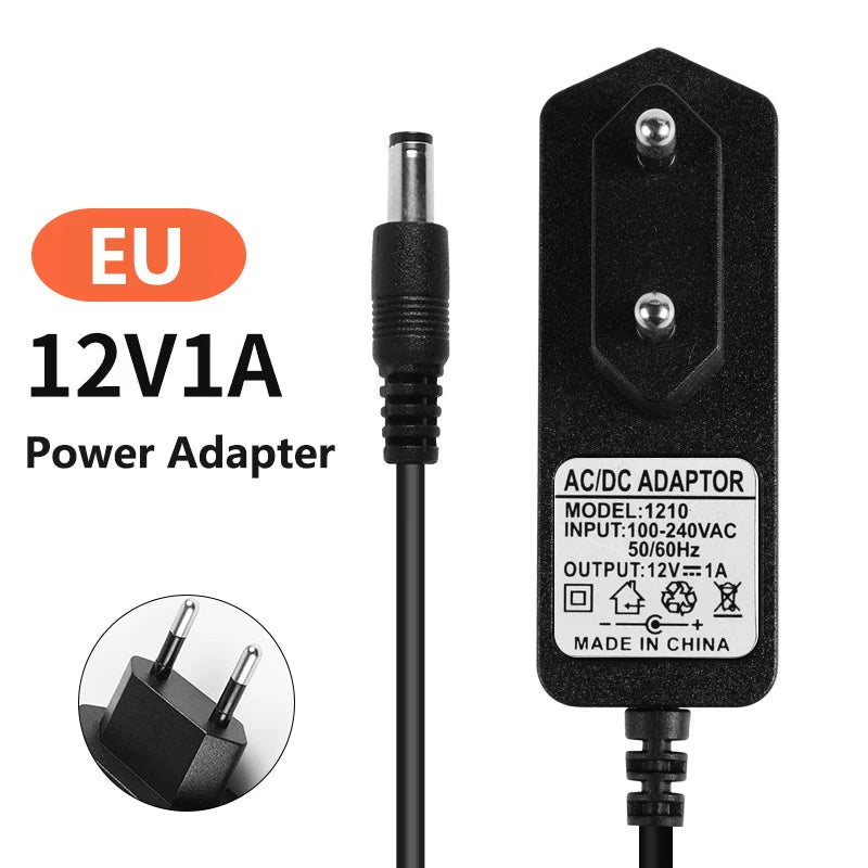 chargeur universel 12v 1a noir prise eu us mat moderne câble 92cm abs certifié