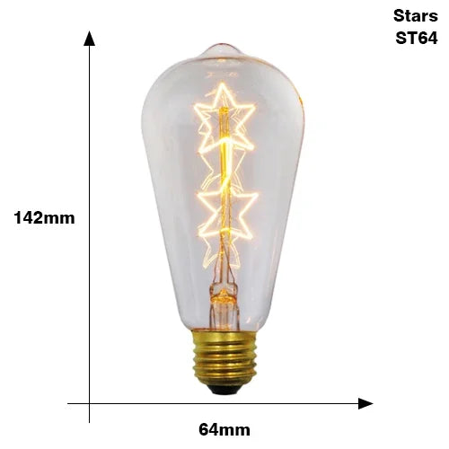 ampoules filament vintage transparentes dorées éclairage rétro tringles câbles noirs e27 180deg 30000h