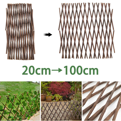 treillis bois naturel rustique support plantes grimpantes decoration jardin extensible tige ciselée brun foncé