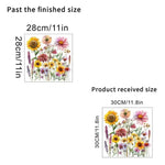 sticker adhésif moderne multicolore tournesol fleurs herbes sauvages décoration wc toilettes couvercle réfrigérateur illustration
