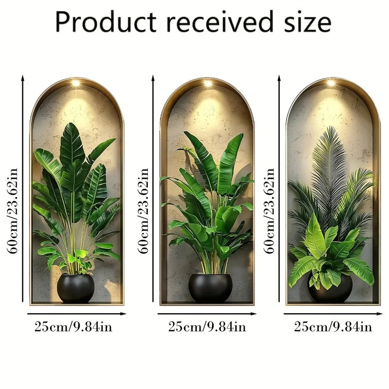 décoration murale moderne plantes artificielles niche verte pot noir minimaliste