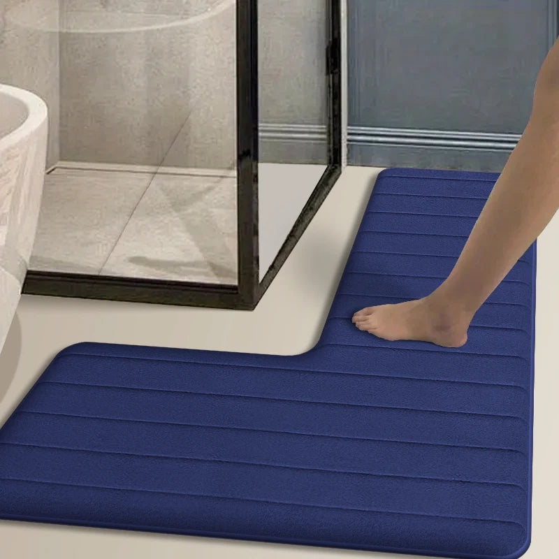 tapis bain gris motif fleurs noires texture moelleuse moderne absorbant