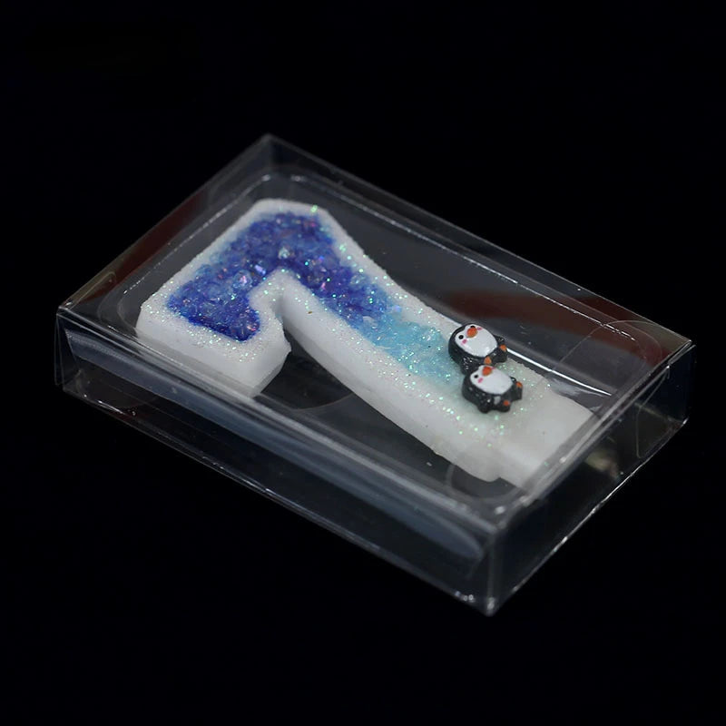 bougies anniversaire forme chiffre glitter pinguins blanc bleu noir festive mariage enfants