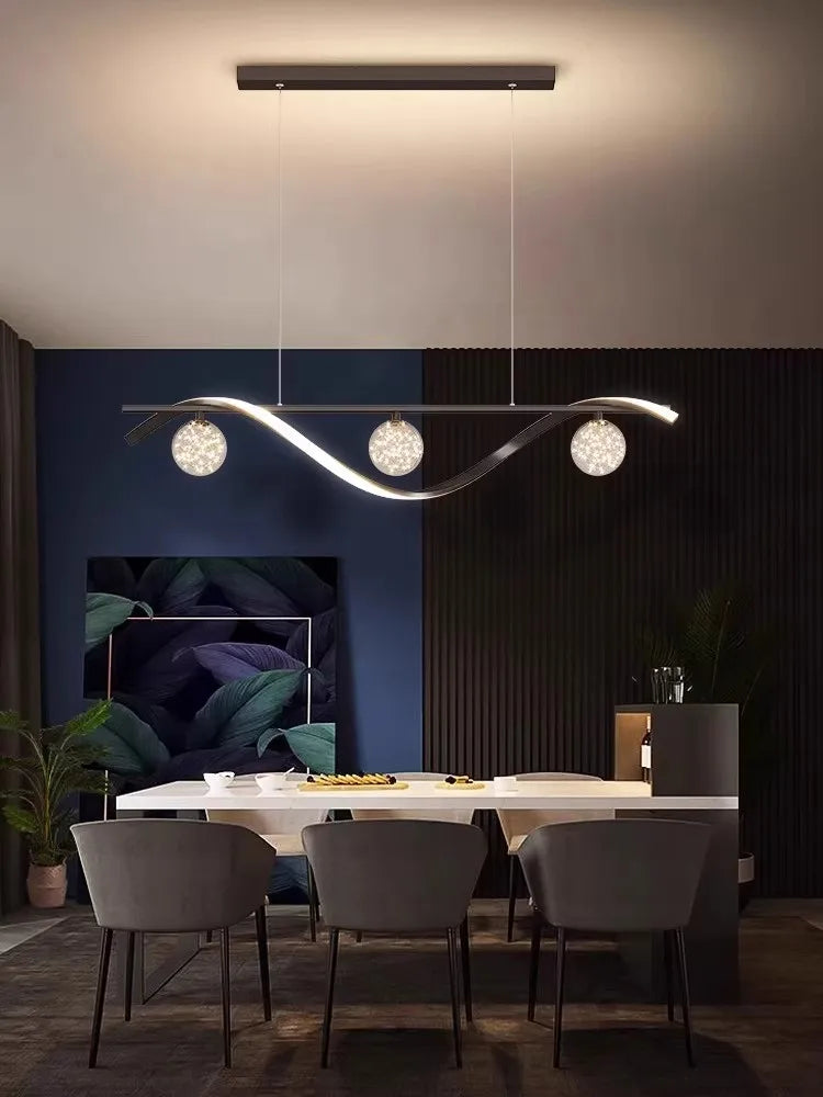 suspension lumineuse moderne or noir blanc sphères translucides élégant led chambre salon